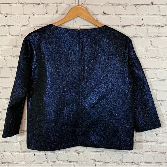 Lafayette 148 Blue Shimmer 3/4 Length Sleeve Small - Picture 3 of 6